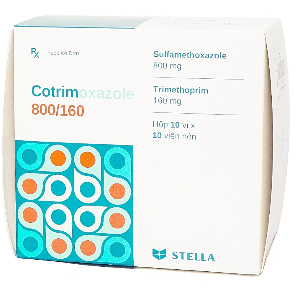 Hình ảnh Thuốc Cotrimoxazole 800/160 Stella điều trị nhiễm khuẩn (10 vỉ x 10 viên)