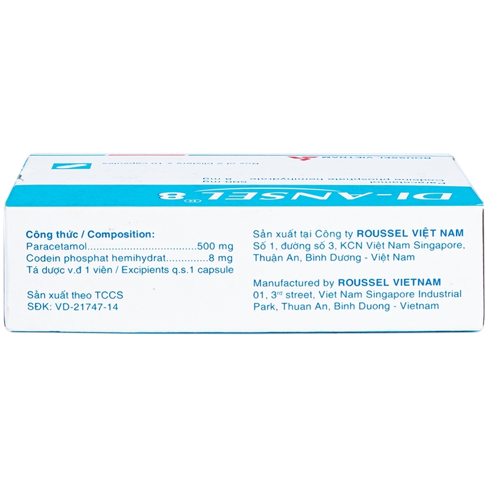 Hình ảnh Thuốc Di-Ansel 8 Roussel giảm đau cấp tính mức độ trung bình (2 vỉ x 10 viên)