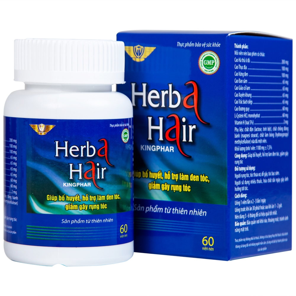 Hình ảnh Viên uống Herba Hair Kingphar bổ huyết, hỗ trợ làm đen tóc (60 viên)