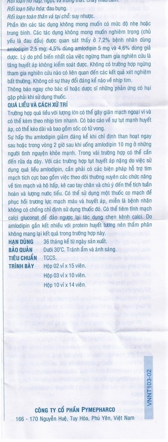 Hình ảnh Thuốc Pyme-Am5 Pymepharco điều trị tăng huyết áp (10 vỉ x 14 viên)