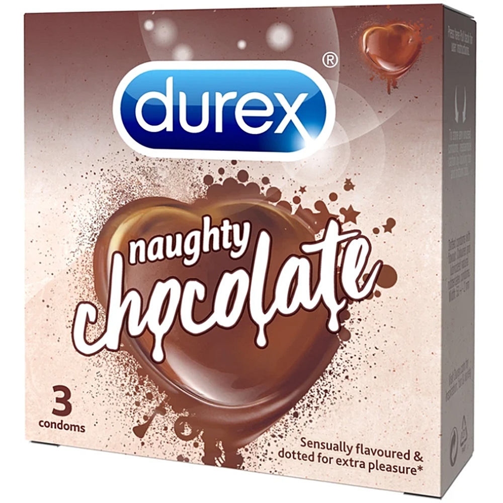 Hình ảnh Bao cao su Durex Naughty Chocolate có gai giúp tăng thêm cảm xúc (3 cái)