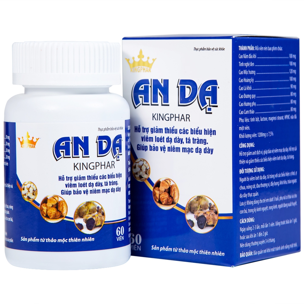 Hình ảnh Viên uống An Dạ Kingphar hỗ trợ giảm chứng đau rát vùng thượng vị, xung huyết hang vị (60 viên)