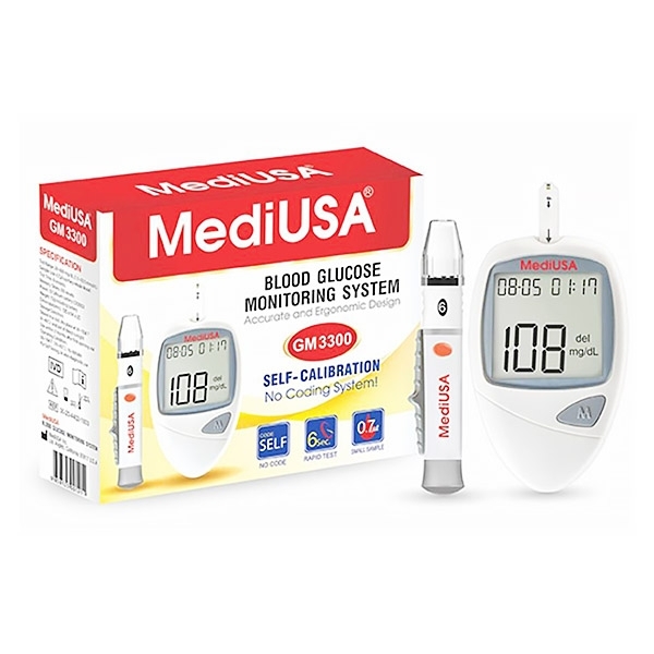 Hình ảnh Combo đo đường huyết MediUSA cho kết quả nồng độ glucose trong máu