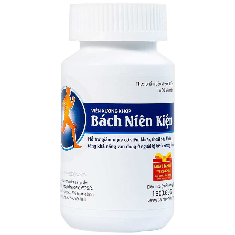 Hình ảnh Viên xương khớp Bách Niên Kiện FOBIC hỗ trợ giảm nguy cơ viêm khớp, thoái hóa khớp (80 viên)