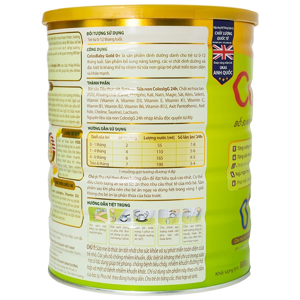 Hình ảnh Sữa non ColosBaby Gold VitaDairy bổ sung kháng thể IgG tự nhiên cho trẻ từ 0 - 12 tháng (800g)