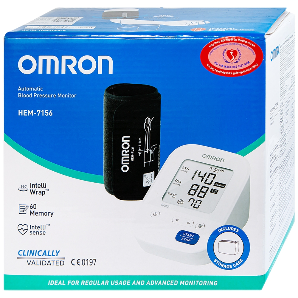Hình ảnh Máy đo huyết áp bắp tay tự động Omron HEM-7156 đo ở bắp tay, lưu 60 kết quả đo kèm ngày giờ