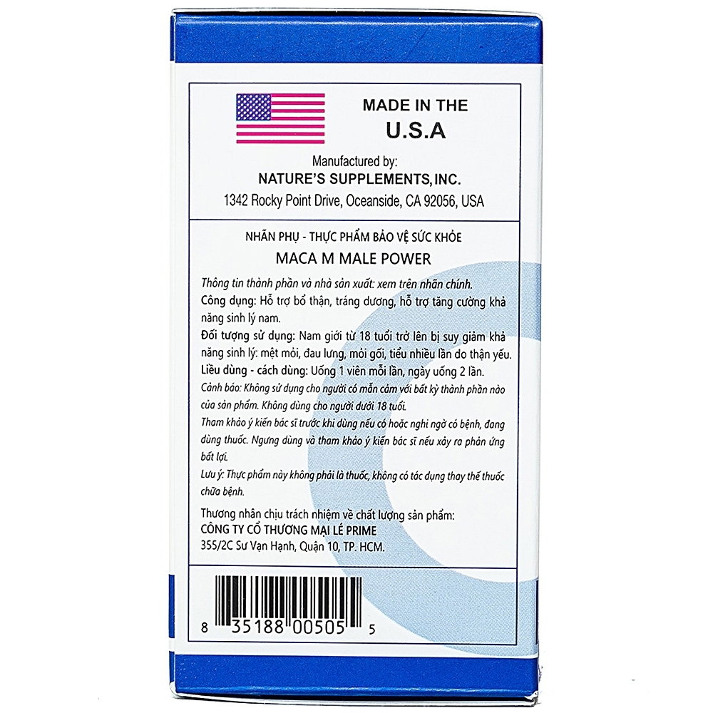 Hình ảnh Viên uống Maca M Male Power hỗ trợ bổ thận, tráng dương (60 viên)