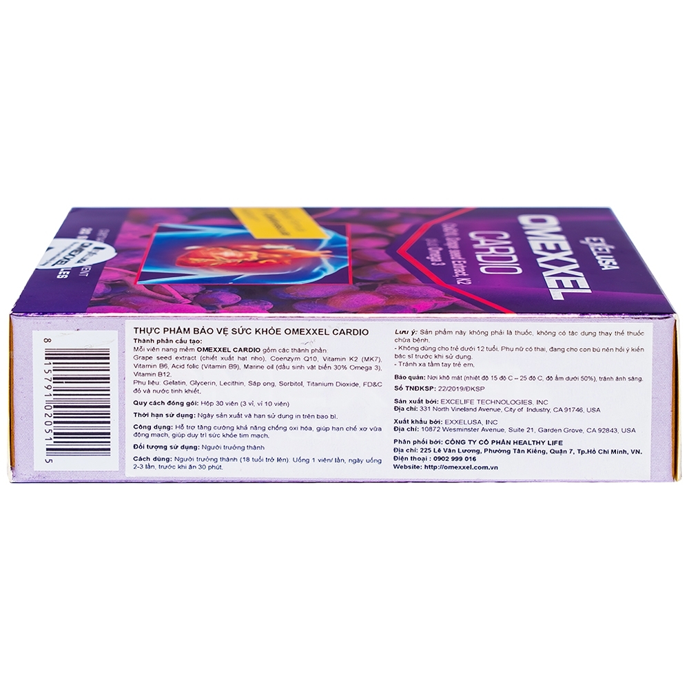 Hình ảnh Viên nén Omexxel Cardio Excelife hỗ trợ tăng cường khả năng chống oxy hóa, hạn chế xơ vữa động mạch (3 vỉ x 10 viên)