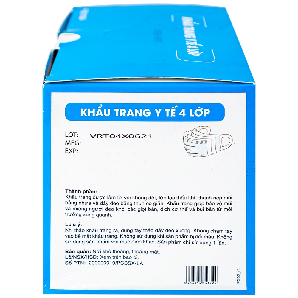 Hình ảnh Khẩu trang y tế Công Nghệ Cao Su Việt Nam 4 lớp hỗ trợ ngăn khói, bụi, kháng khuẩn (50 cái)