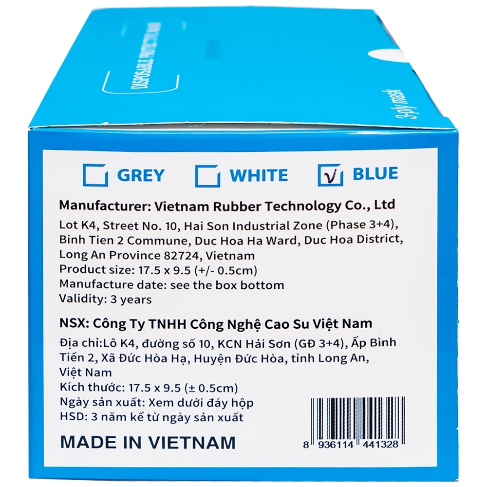 Hình ảnh Khẩu trang y tế Cao Su VN 3 lớp hỗ trợ ngăn khói, bụi, kháng khuẩn (50 cái)