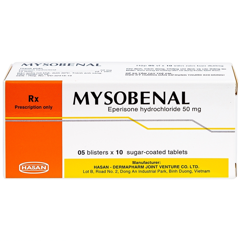 Hình ảnh Viên nén Mysobenal 50mg Hasan cải thiện triệu chứng tăng trương lực cơ (5 vỉ x 10 viên)