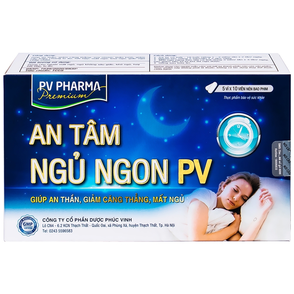 Hình ảnh Viên uống An Tâm Ngủ Ngon PV Pharma giúp an thần, giảm căng thẳng (5 vỉ x 10 viên)