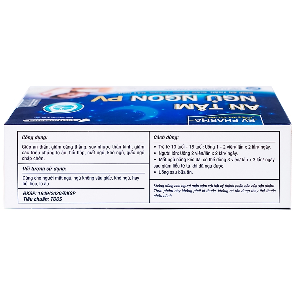 Hình ảnh Viên uống An Tâm Ngủ Ngon PV Pharma giúp an thần, giảm căng thẳng (5 vỉ x 10 viên)