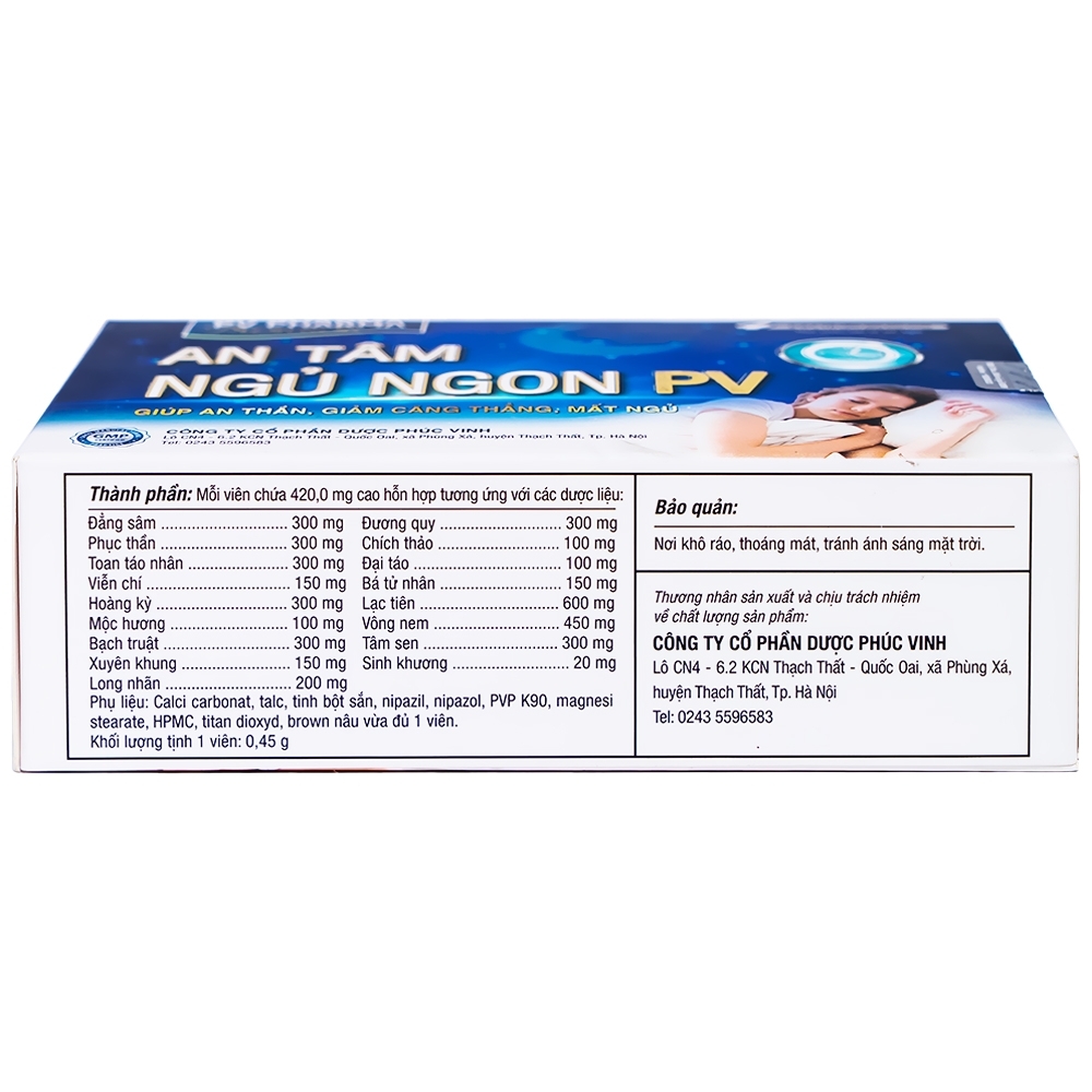 Hình ảnh Viên uống An Tâm Ngủ Ngon PV Pharma giúp an thần, giảm căng thẳng (5 vỉ x 10 viên)