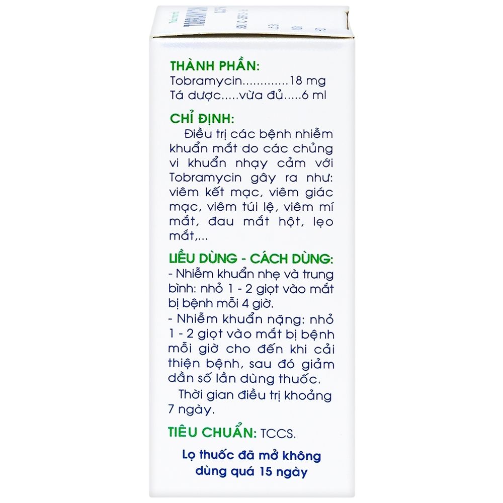 Hình ảnh Thuốc nhỏ mắt Tobramycin 0,3% Traphaco điều trị nhiễm khuẩn mắt (6ml)