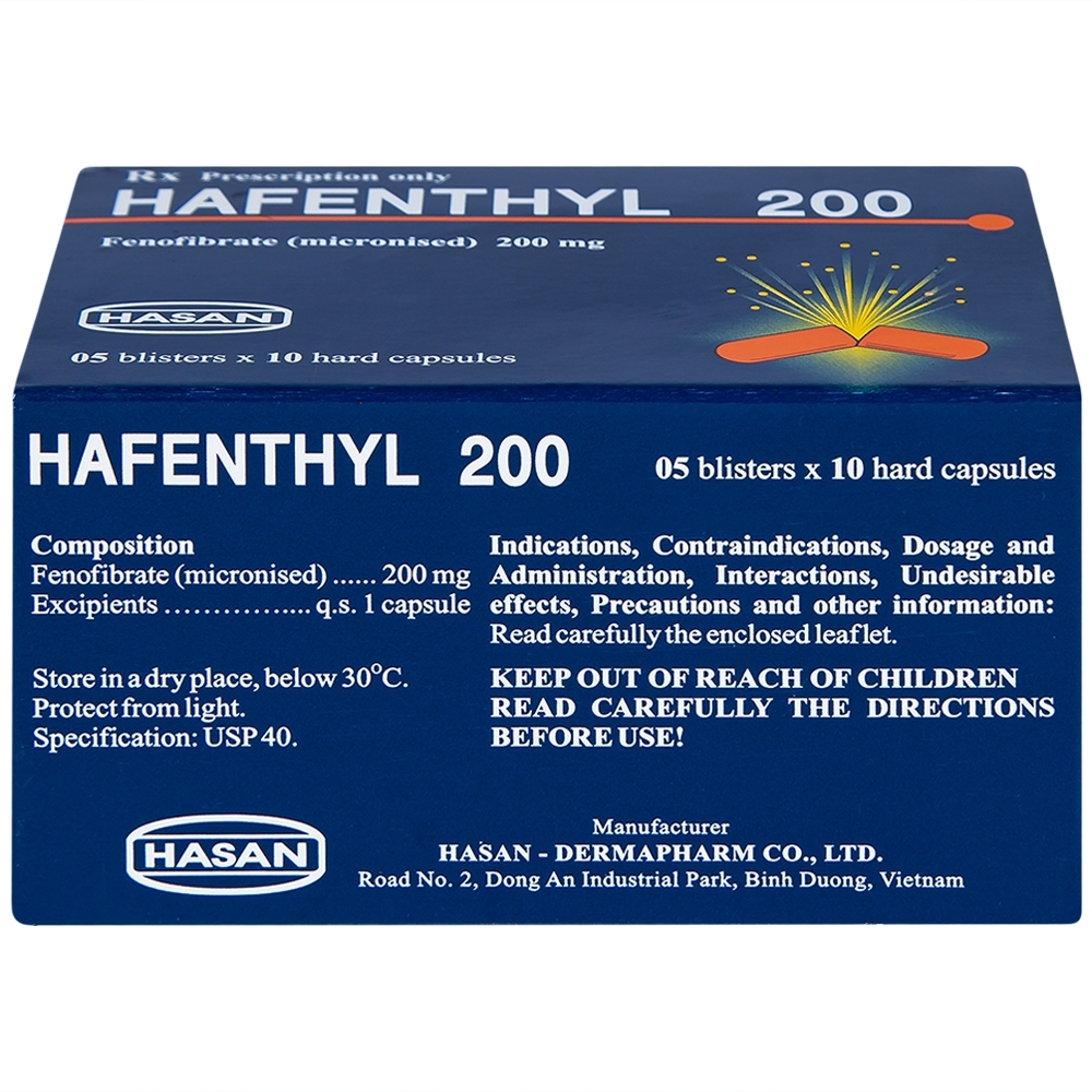 Hình ảnh Thuốc Hafenthyl 200 Hasan điều trị tăng cholesterol máu (5 vỉ x 10 viên)