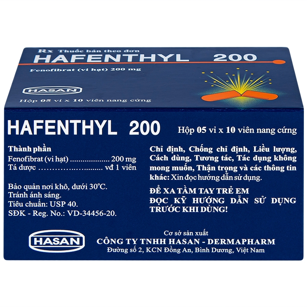 Hình ảnh Thuốc Hafenthyl 200 Hasan điều trị tăng cholesterol máu (5 vỉ x 10 viên)