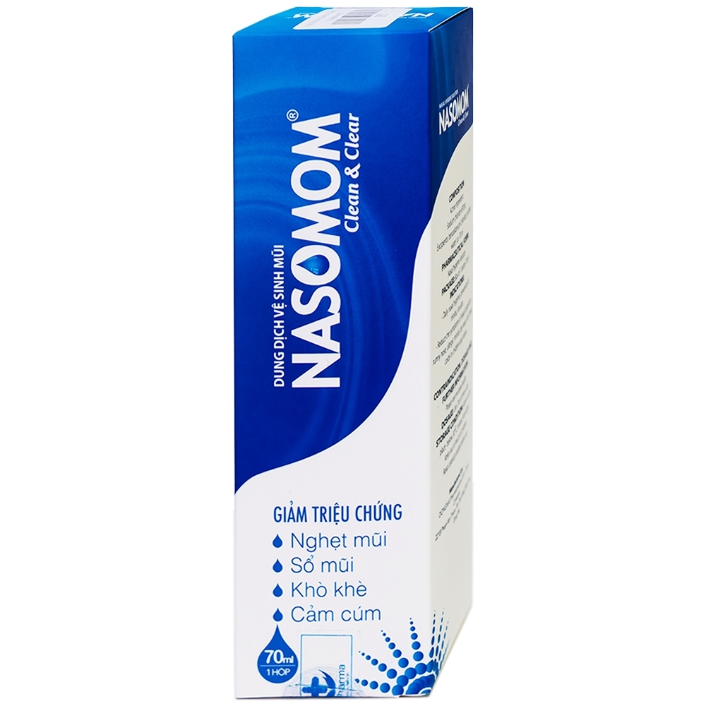 Hình ảnh Dung dịch vệ sinh mũi Nasomom Clean&Clear Reliv điều trị nghẹt mũi, sổ mũi, khò khè, cảm cúm (70ml)