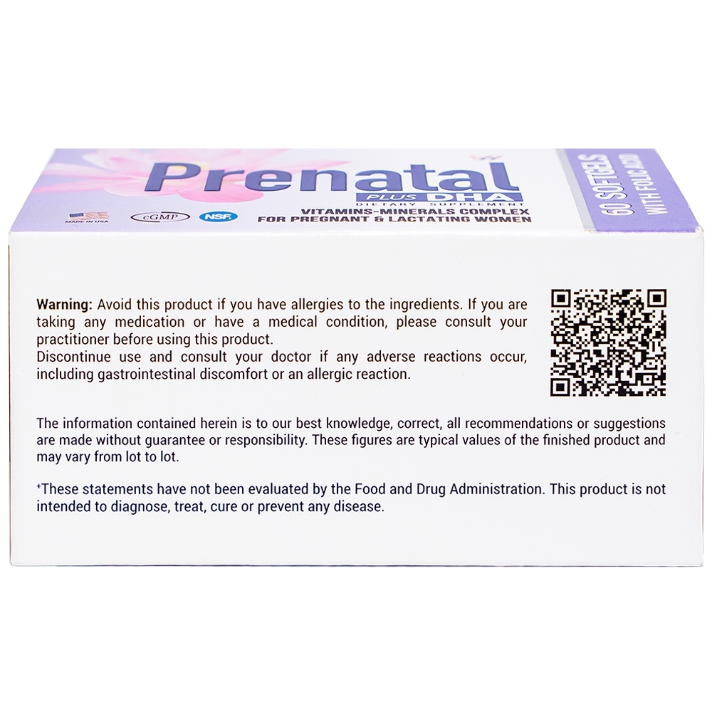 Hình ảnh Viên uống Prenatal Plus DHA Nutrimed bổ sung Vitamin, khoáng chất và Omega 3 (60 viên)