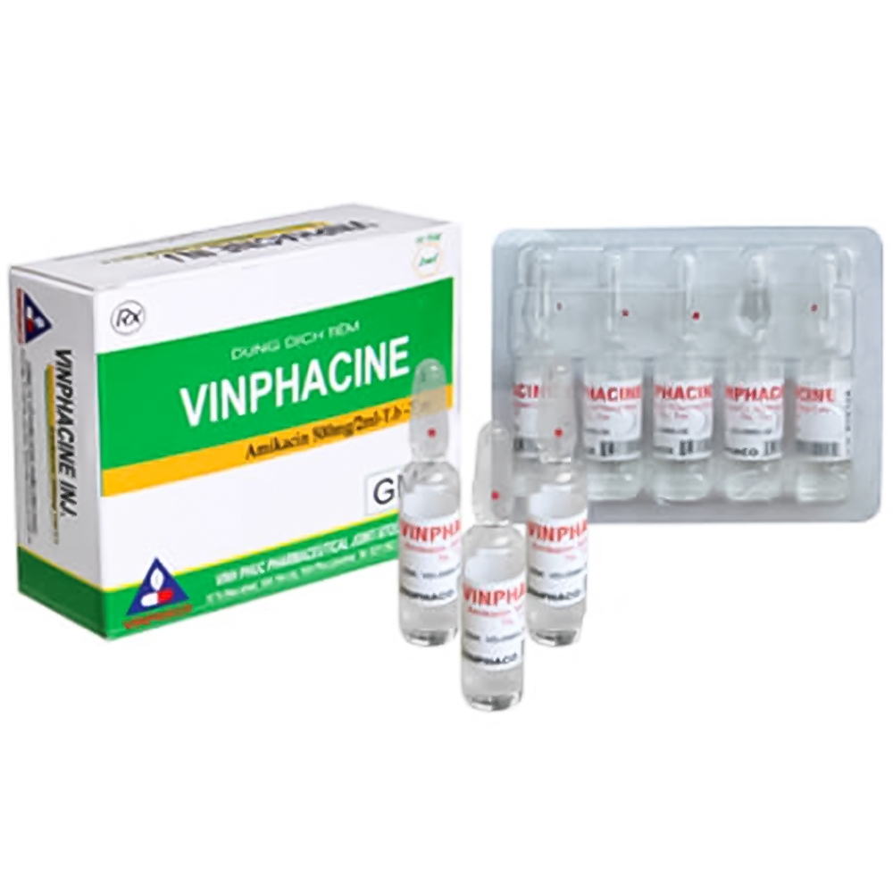Hình ảnh Thuốc tiêm Vinphacine 500mg/2ml Vinphaco điều trị nhiễm khuẩn nặng (2 vỉ x 5 ống)