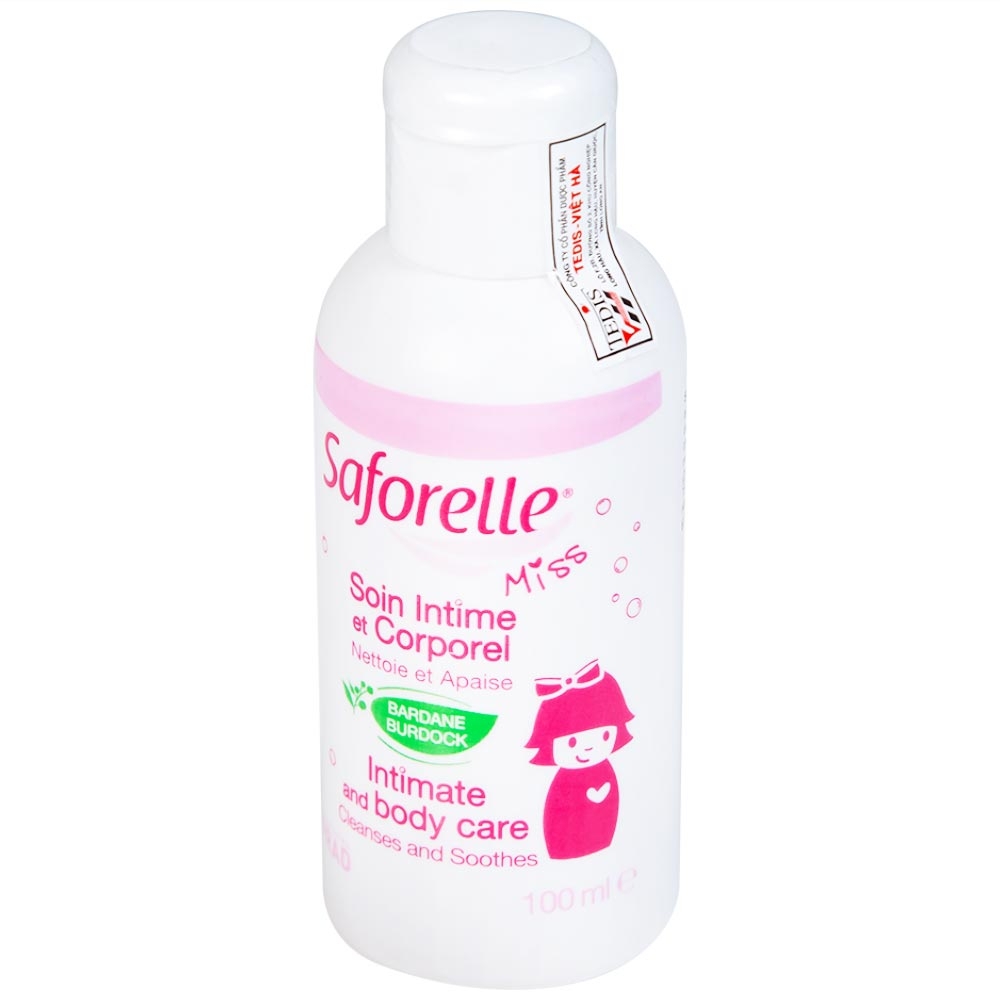 Hình ảnh Gel rửa nhẹ dịu Saforelle Miss dùng vệ sinh cơ quan sinh dục ngoài và cơ thể cho bé (100ml)