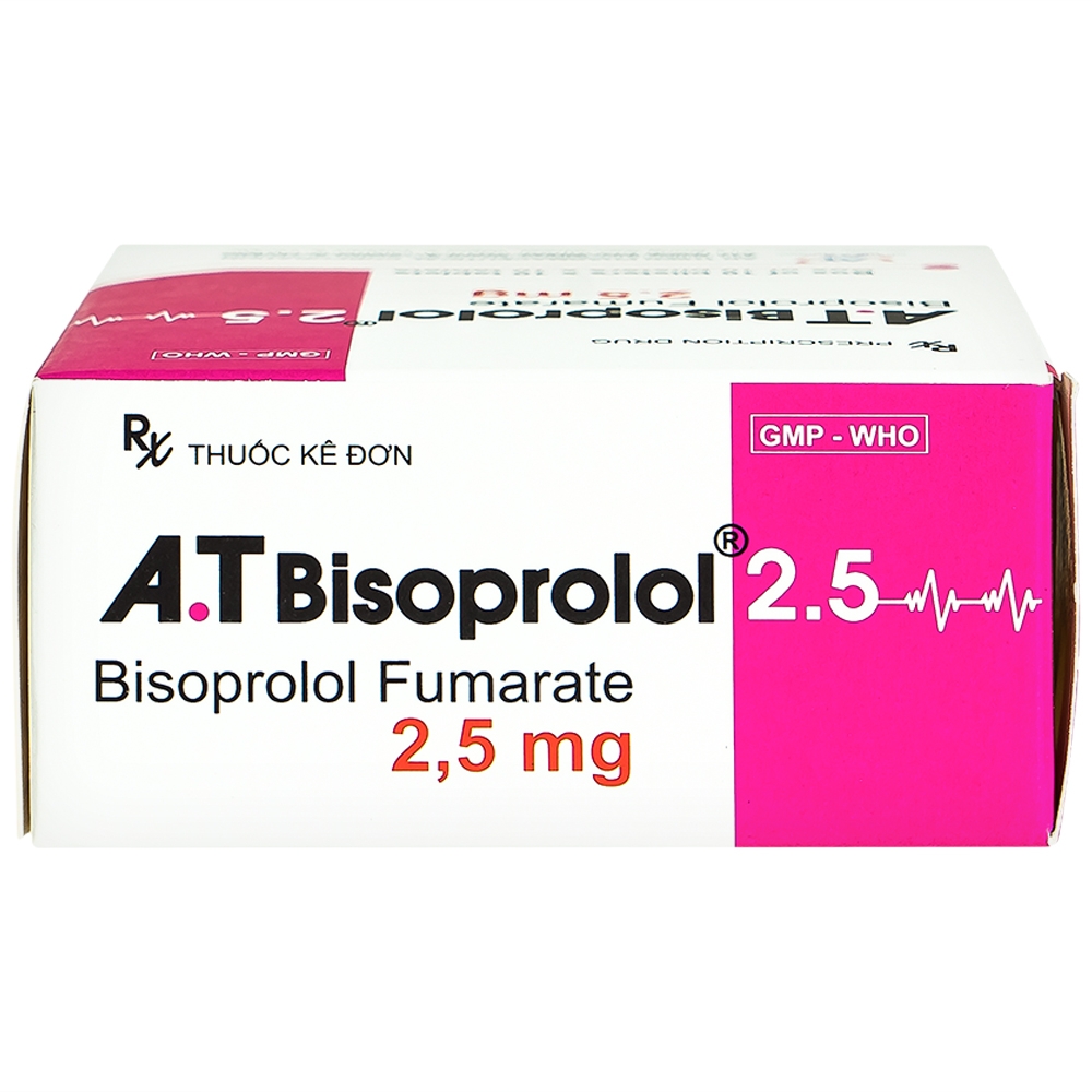 Hình ảnh Thuốc A.T Bisoprolol 2.5mg An Thiên điều trị suy tim mạn tính ổn định (10 vỉ x 10 viên)