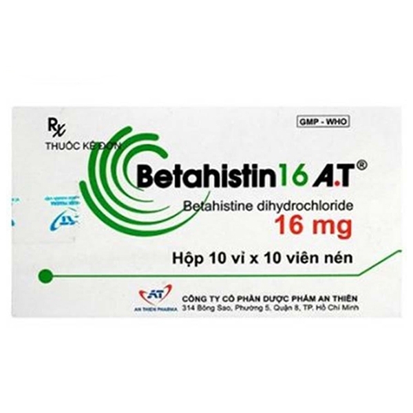 Hình ảnh Thuốc Betahistin 16mg An Thiên điều trị chóng mặt (10 vỉ x 10 viên)