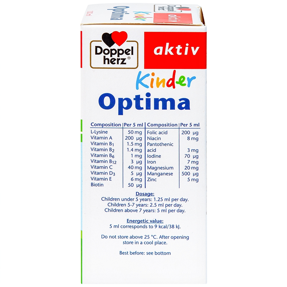 Hình ảnh Dung dịch Kinder Optima Doppelherz Aktiv cung cấp L-lysine, một số vitamin và khoáng chất (100ml)