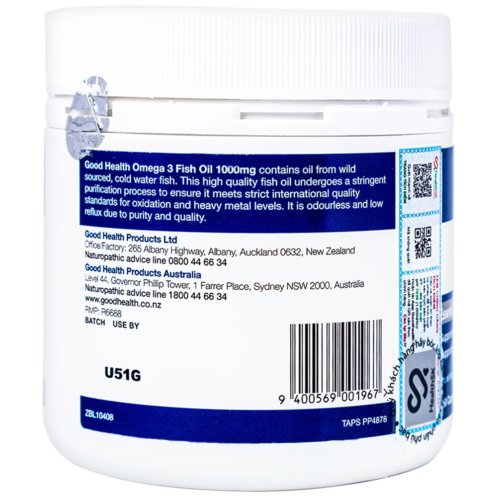 Hình ảnh Viên uống Omega 3 Fish Oil 1000mg Good Health giúp phát triển não bộ, tốt cho mắt và tim mạch (150 viên)