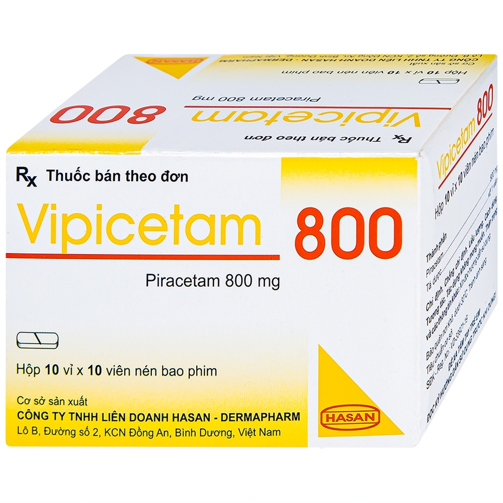Hình ảnh Thuốc Vipicetam 800 Hassan điều trị các triệu chứng chóng mặt, đột quỵ (10 vỉ x 10 viên)