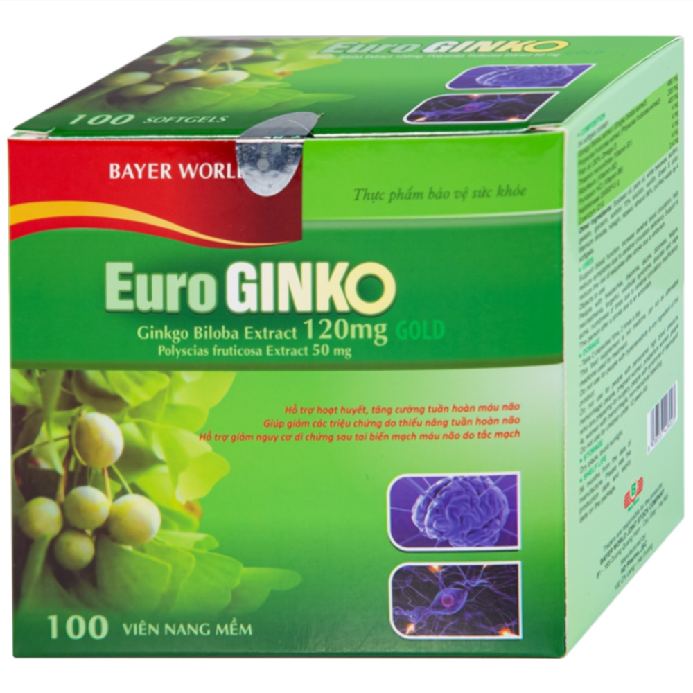 Hình ảnh Viên uống Euro Ginko Gold HD Pharma hỗ trợ hoạt huyết, tăng cường tuần hoàn máu não (100 viên)