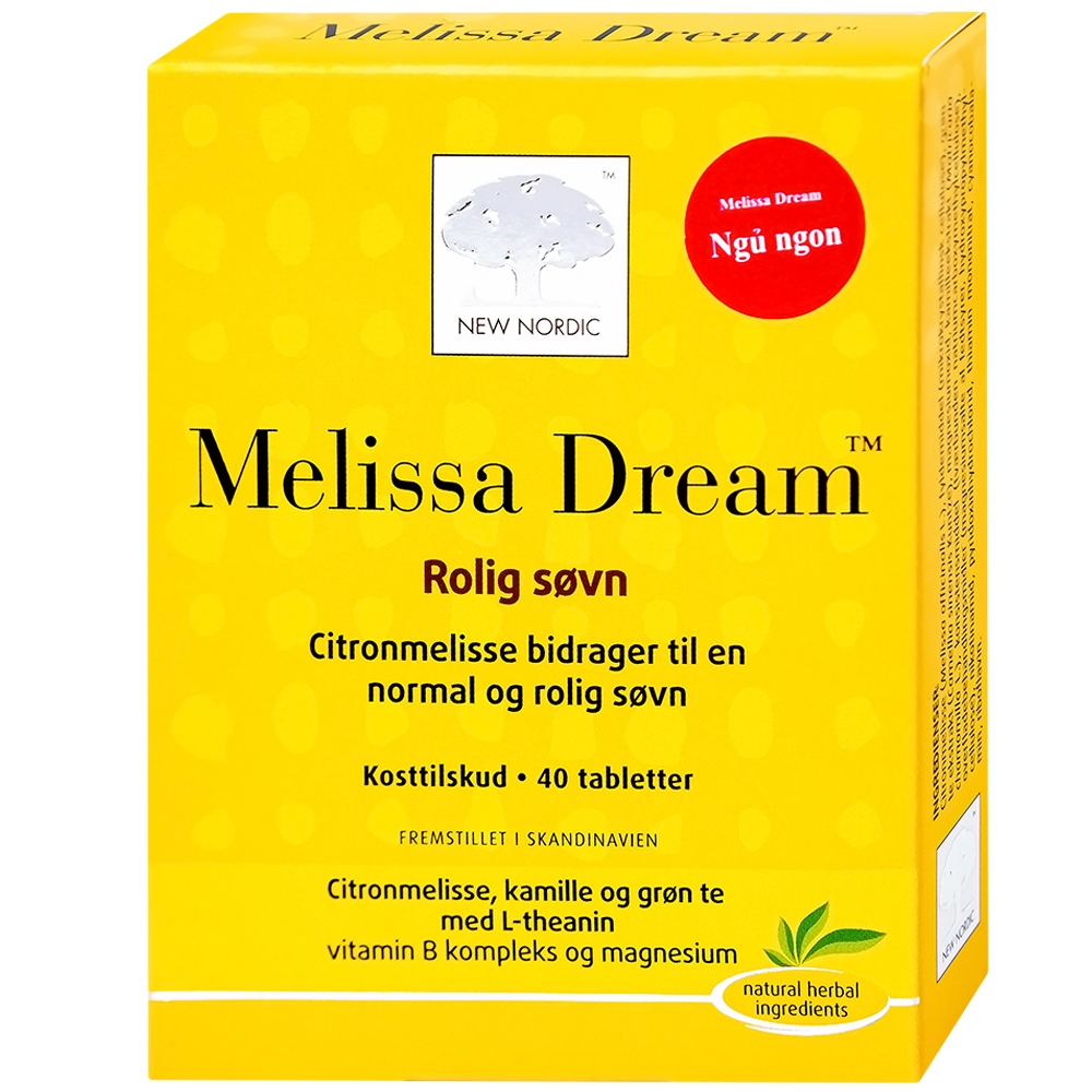 Hình ảnh Viên uống Melissa Dream New Nordic giảm căng thẳng tinh thần, giúp ngủ ngon (40 viên)