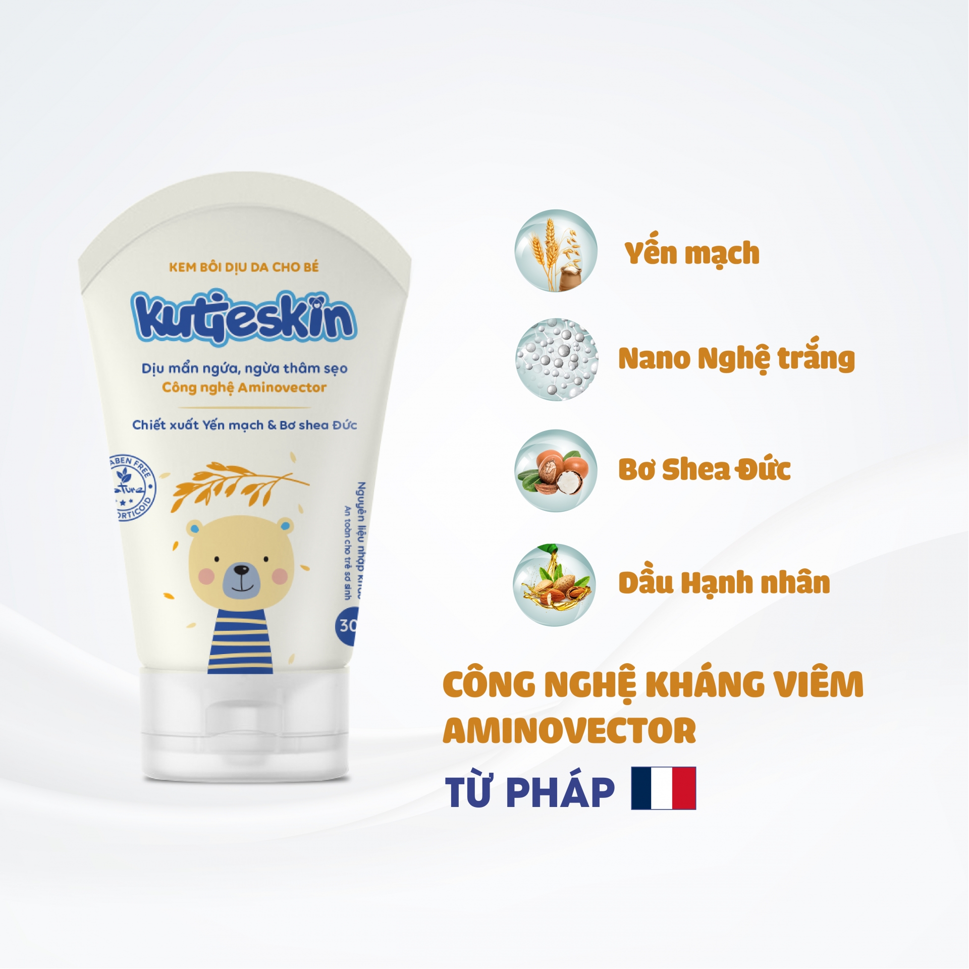 Hình ảnh Kem bôi dịu da cho bé Kutieskin giảm mẩn ngứa, ngừa thâm sẹo (30g)
