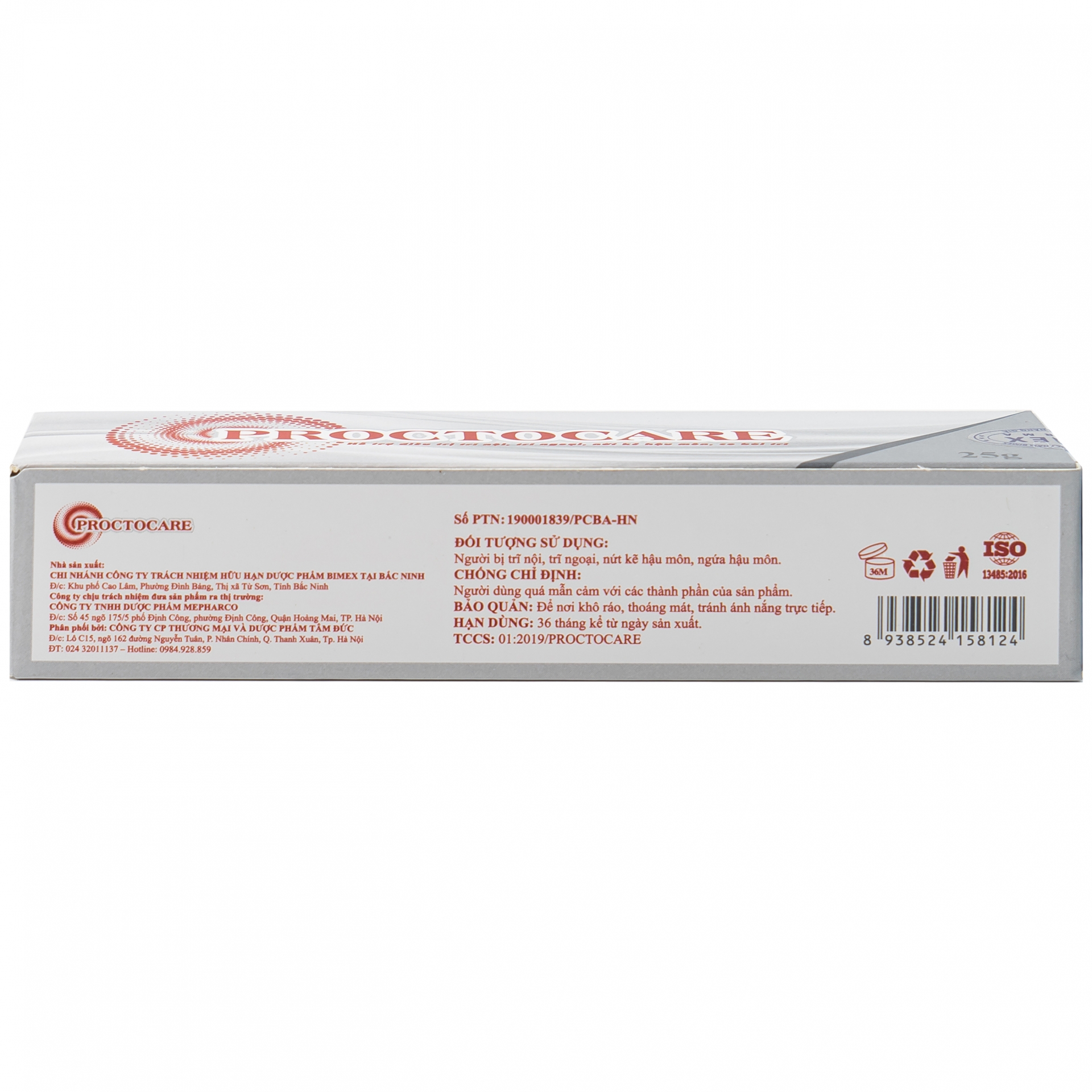 Hình ảnh Gel bôi Proctocare Bimex hỗ trợ điều trị trĩ nội, trĩ ngoại, nứt kẽ hậu môn, co búi trĩ (25g)