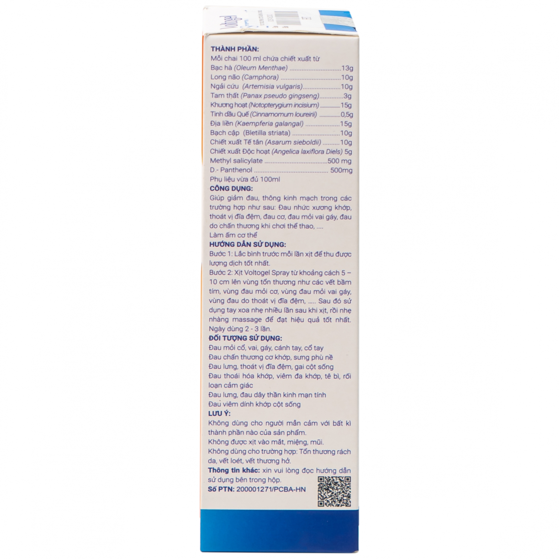Hình ảnh Bình xịt Voltogel Spray 100ml Aero Chemie đau cơ, đau vai, bầm tím, bong gân