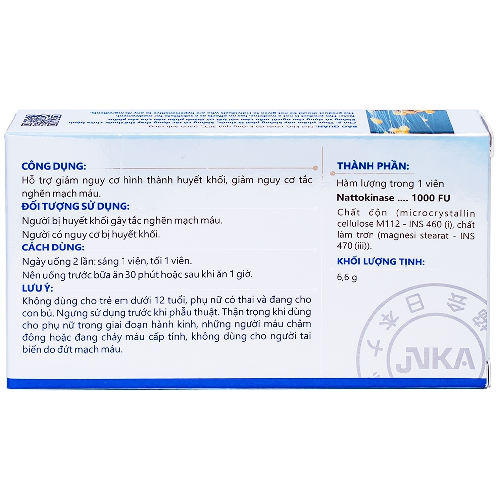 Hình ảnh Viên uống NattoEnzym 1000 DHG giúp giảm nguy cơ hình thành cục máu đông (2 vỉ x 10 viên)