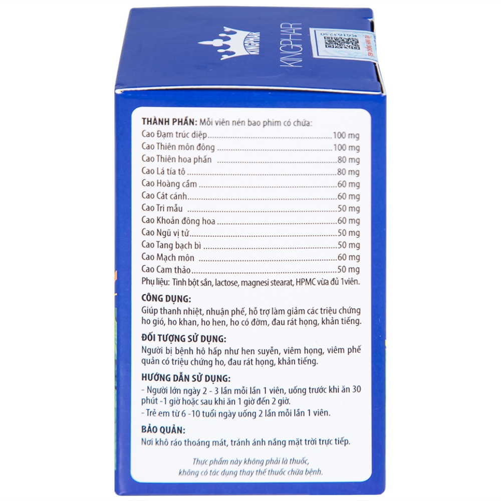 Hình ảnh Viên uống Toàn Lộc Bổ Phế Kingphar giúp thanh nhiệt, nhuận phế (60 viên)