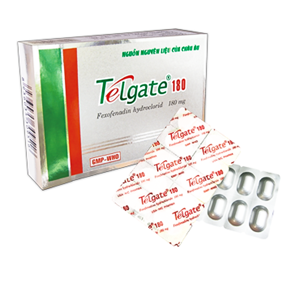 Hình ảnh Thuốc Telgate 180mg NIC hỗ trợ điều trị viêm mũi dị ứng, mày đay (2 vỉ x 10 viên)