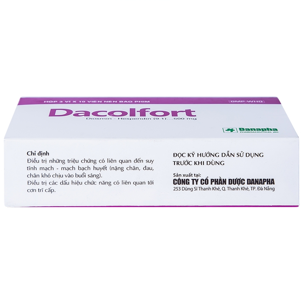 Hình ảnh Thuốc Dacolfort Danapha điều trị triệu chứng liên quan đến suy tĩnh mạch, mạch bạch huyết (3 vỉ x 10 viên)