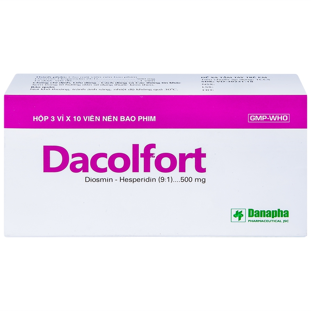 Hình ảnh Thuốc Dacolfort Danapha điều trị triệu chứng liên quan đến suy tĩnh mạch, mạch bạch huyết (3 vỉ x 10 viên)