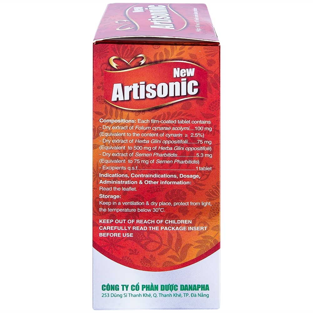 Hình ảnh Viên nén New Artisonic Danapha tăng chức năng giải độc gan, điều trị dị ứng, viêm gan (10 vỉ x 10 viên)