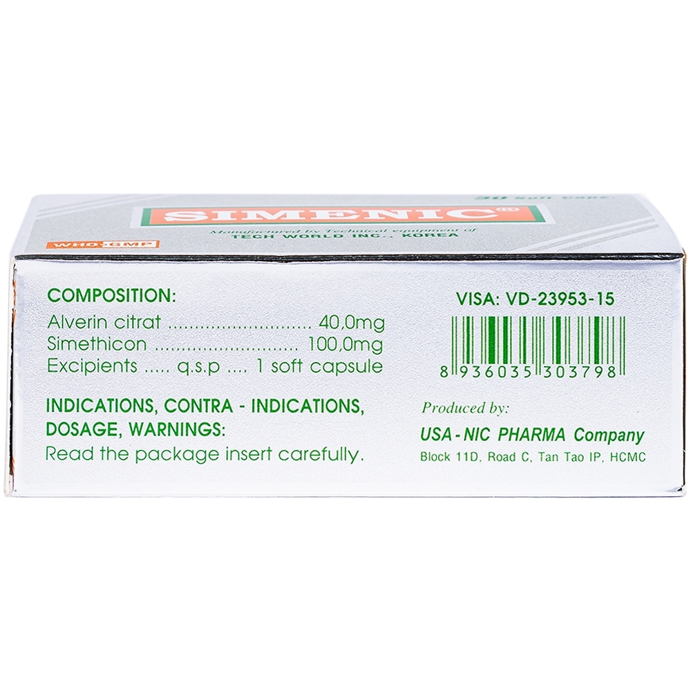 Hình ảnh Thuốc Simenic điều trị đau do co thắt cơ trơn (3 vỉ x 10 viên)