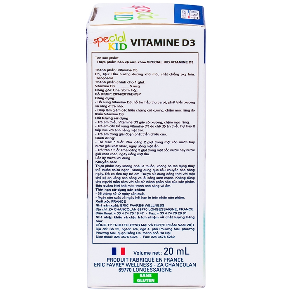 Hình ảnh Siro Special Kid Vitamine D3 hỗ trợ hấp thu Calci, phát triển xương và răng ở trẻ (20ml)