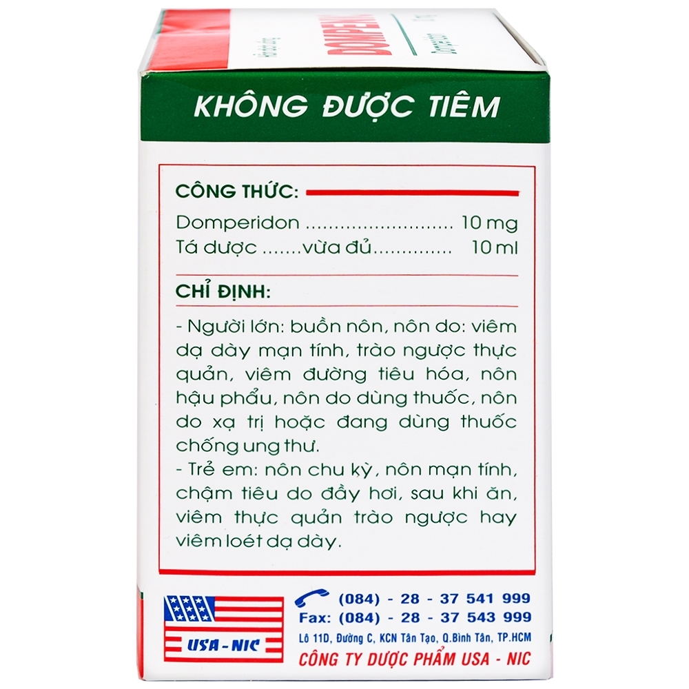Hình ảnh Hỗn dịch uống Dompenic 10mg/10ml điều trị chứng nôn, buồn nôn (20 ống x 10ml)