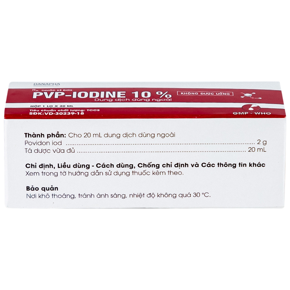 Hình ảnh Dung dịch PVP - IODINE 10% Danapha sát trùng vết thương hoặc vết bỏng bề mặt (20ml)