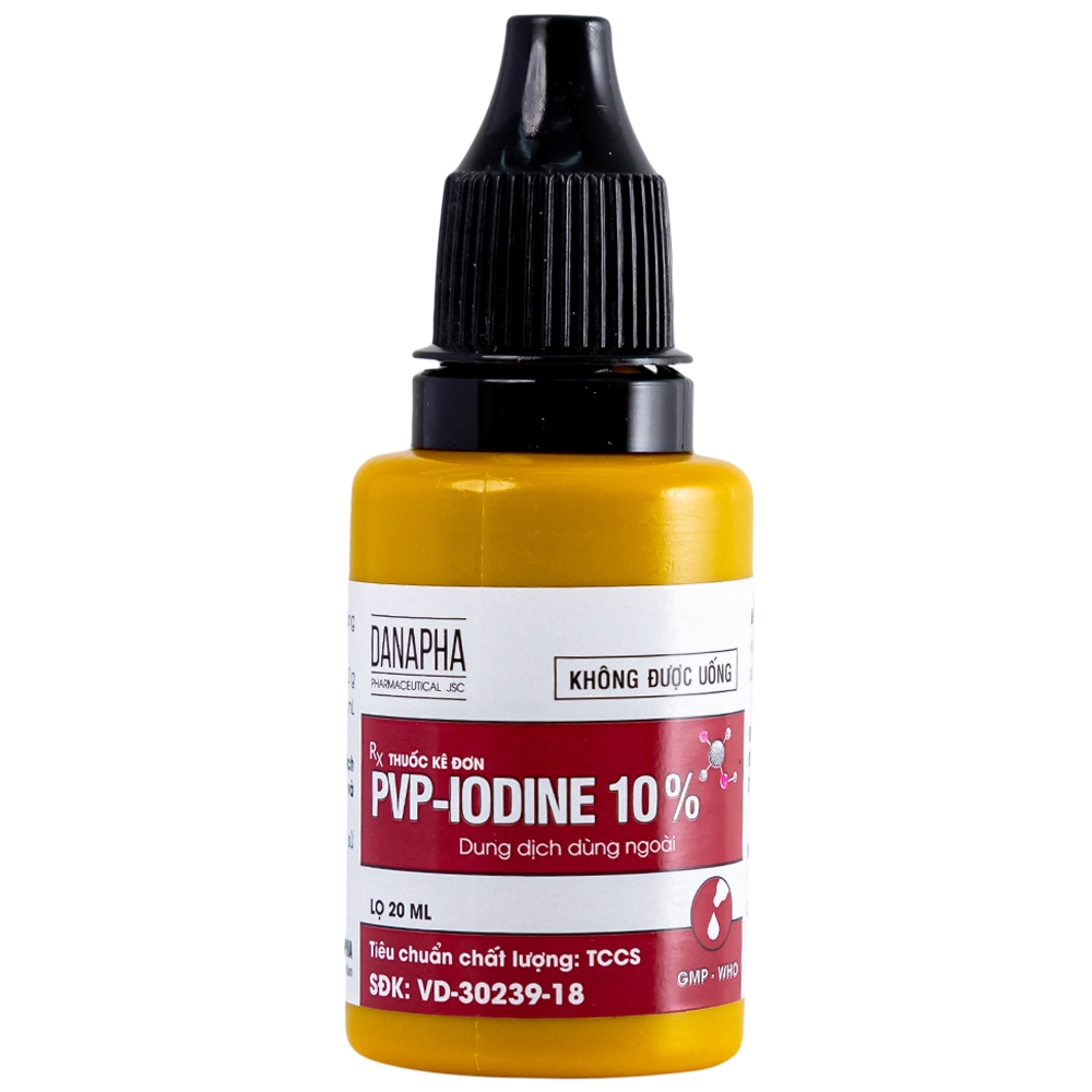 Hình ảnh Dung dịch PVP - IODINE 10% Danapha sát trùng vết thương hoặc vết bỏng bề mặt (20ml)
