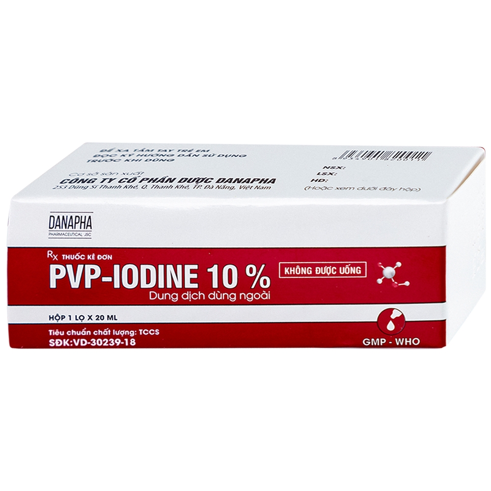 Hình ảnh Dung dịch PVP - IODINE 10% Danapha sát trùng vết thương hoặc vết bỏng bề mặt (20ml)