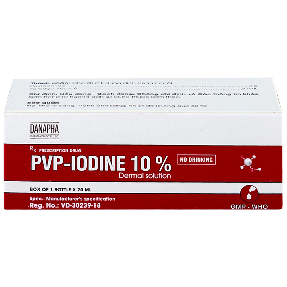 Hình ảnh Dung dịch PVP - IODINE 10% Danapha sát trùng vết thương hoặc vết bỏng bề mặt (20ml)