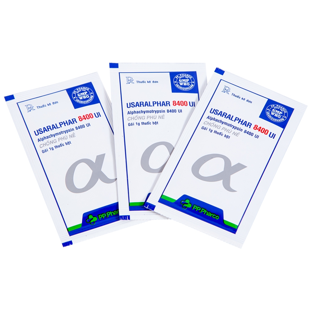 Hình ảnh Thuốc Usaralphar 8400 UI Usarichpharm điều trị phù nề sau chấn thương, tổn thương mô mềm (30 gói x 1g)