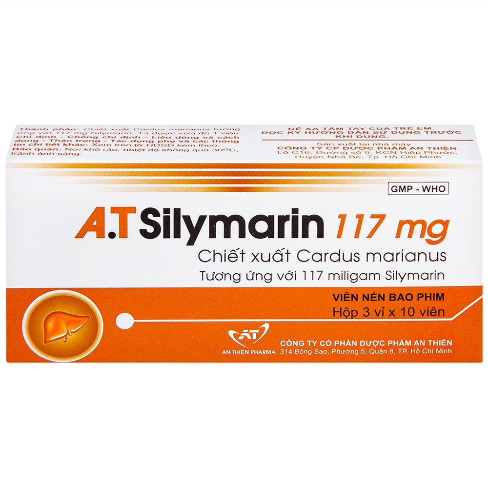 Hình ảnh Thuốc A.T Silymarin 117mg An Thiên hỗ trợ điều trị bệnh viêm gan mạn tính, xơ gan (3 vỉ x 10 viên)